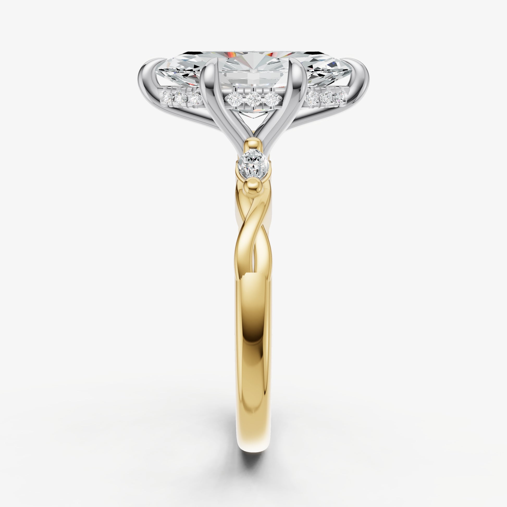 Marquise Engagement Ring with Marquise Accent Diamonds