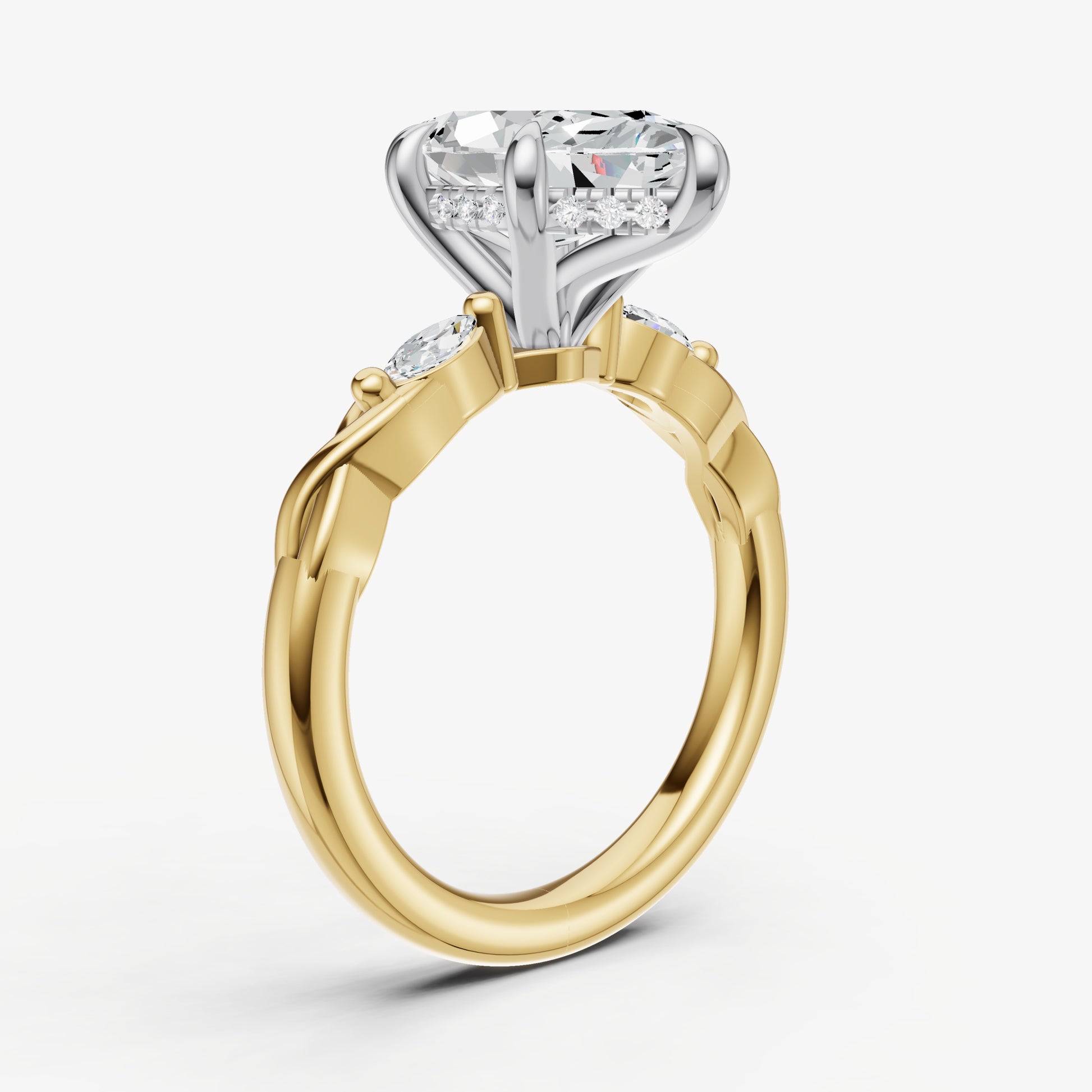 Marquise Engagement Ring with Marquise Accent Diamonds