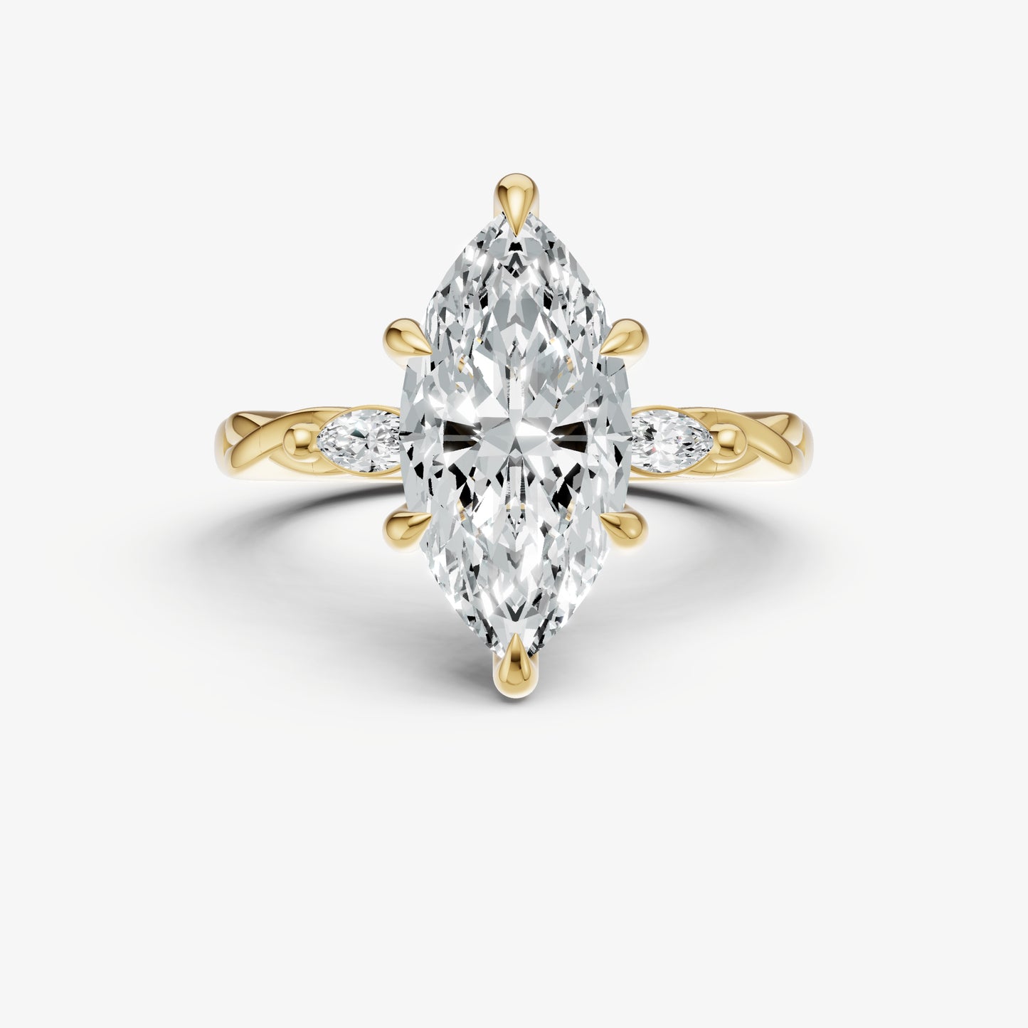 Marquise Engagement Ring with Marquise Accent Diamonds