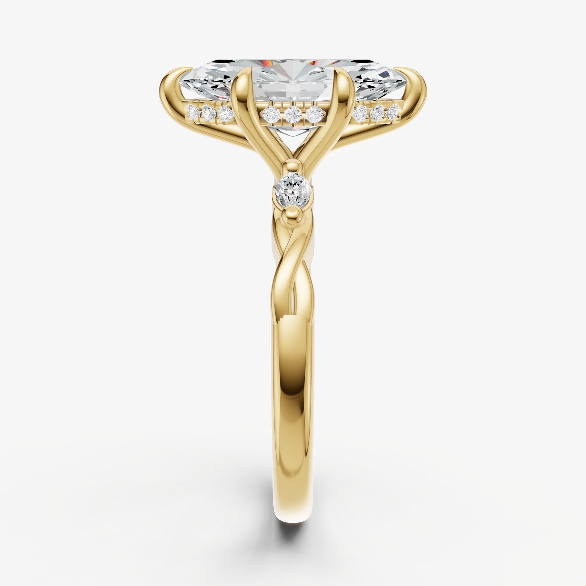 Marquise Engagement Ring with Marquise Accent Diamonds