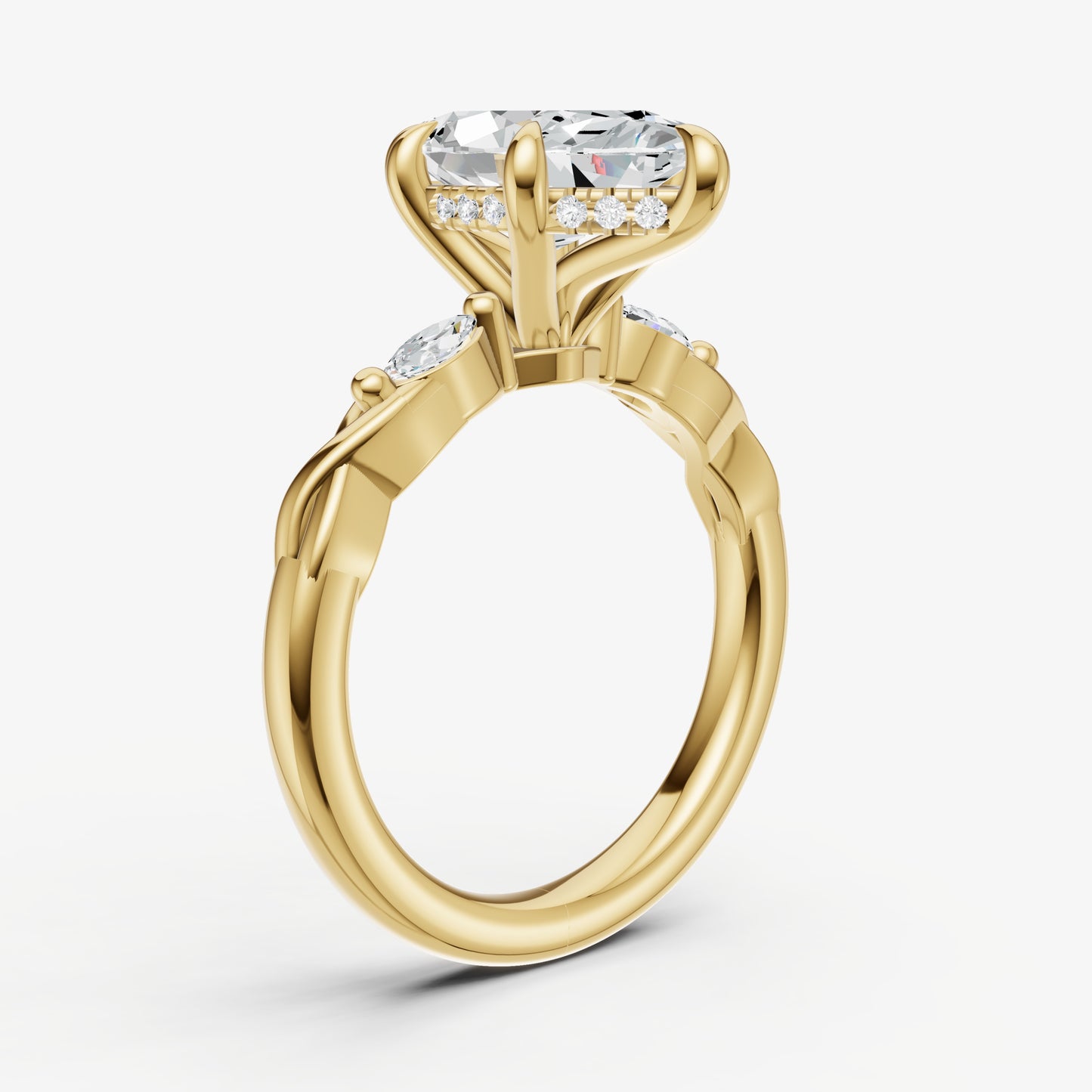 Marquise Engagement Ring with Marquise Accent Diamonds