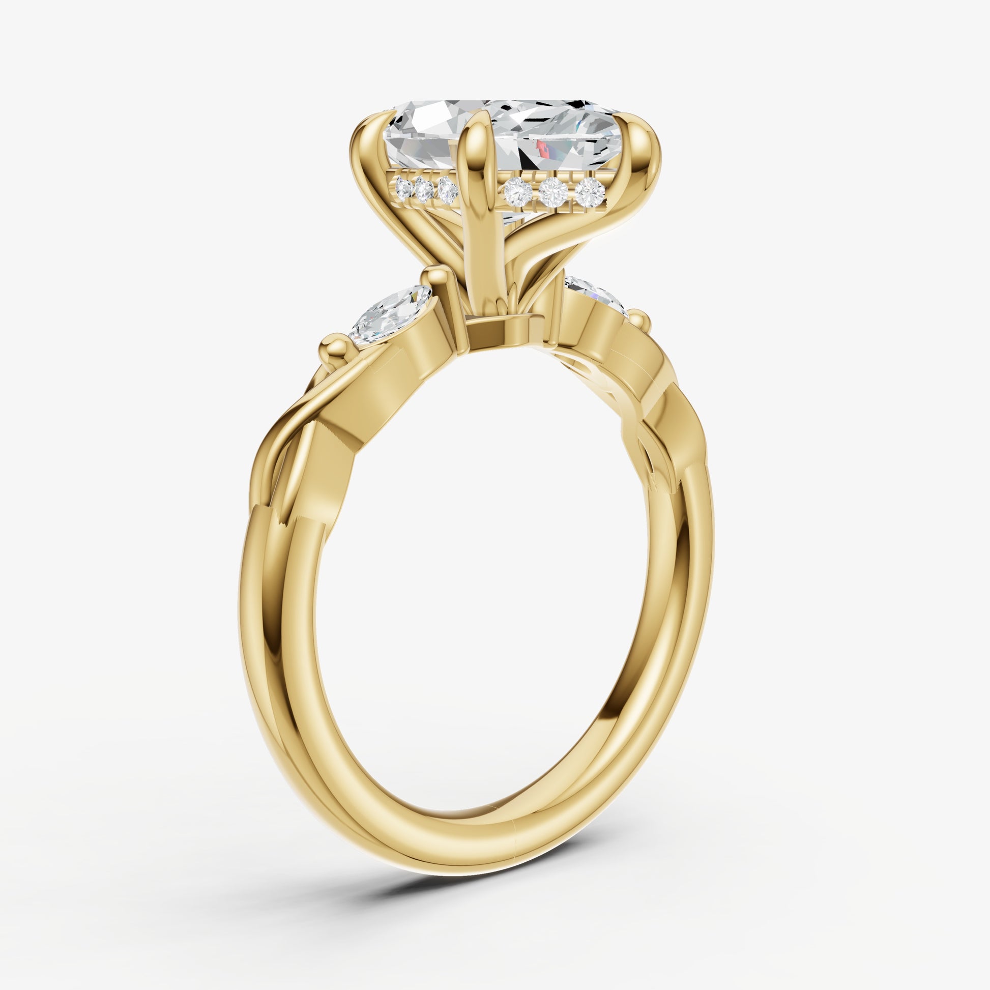 Marquise Engagement Ring with Marquise Accent Diamonds