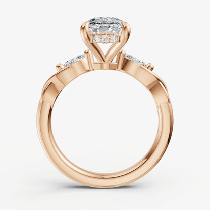 Old Miner Engagement Ring with Marquise Accent Diamonds