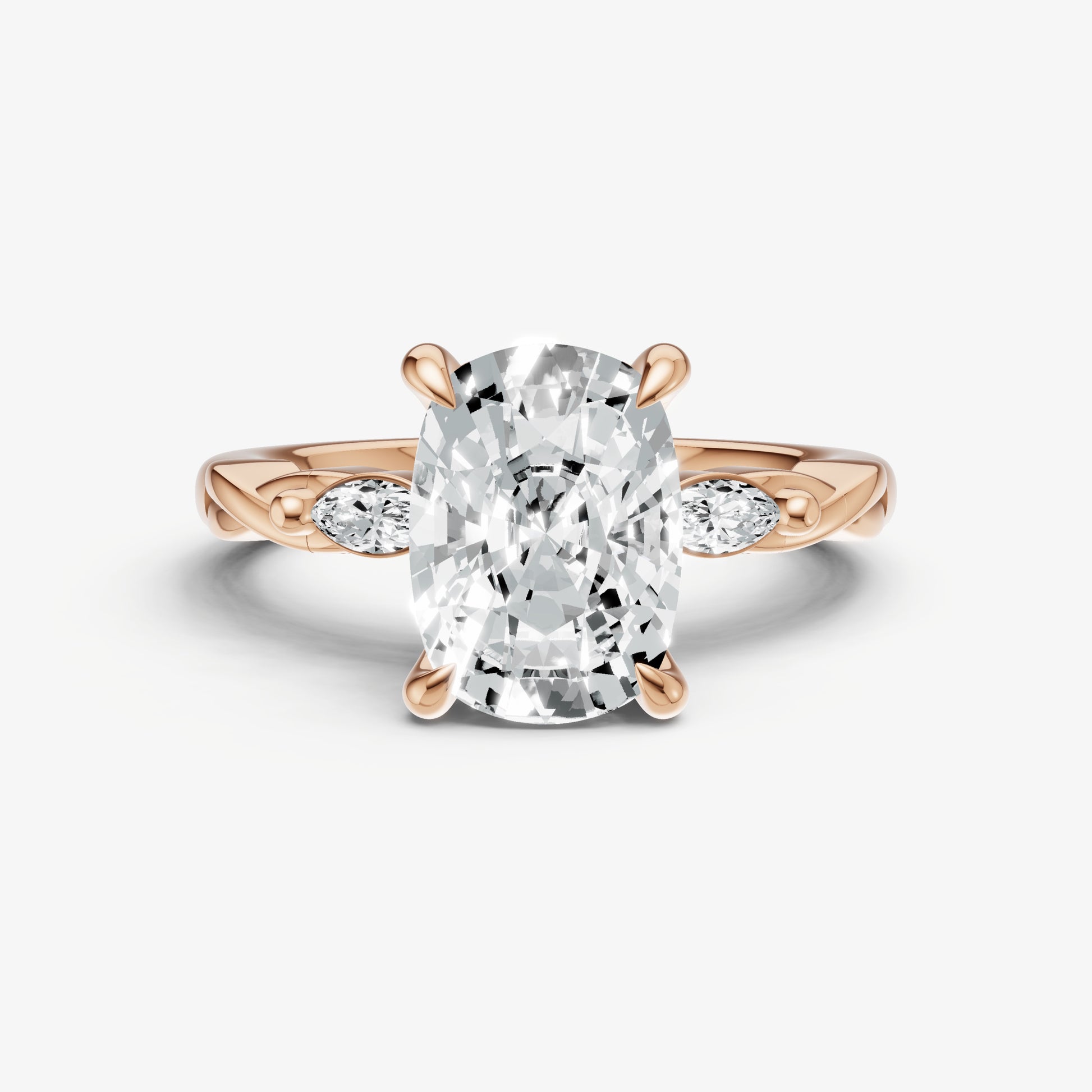 Old Miner Engagement Ring with Marquise Accent Diamonds