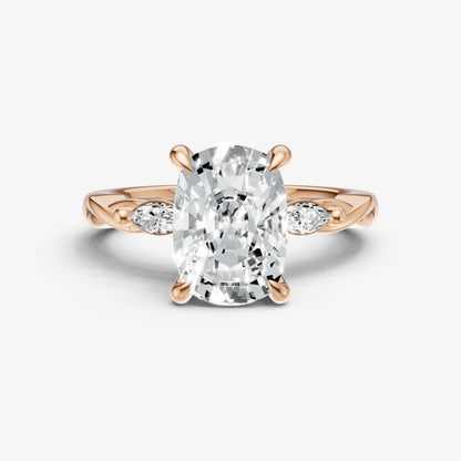 Old Miner Engagement Ring with Marquise Accent Diamonds