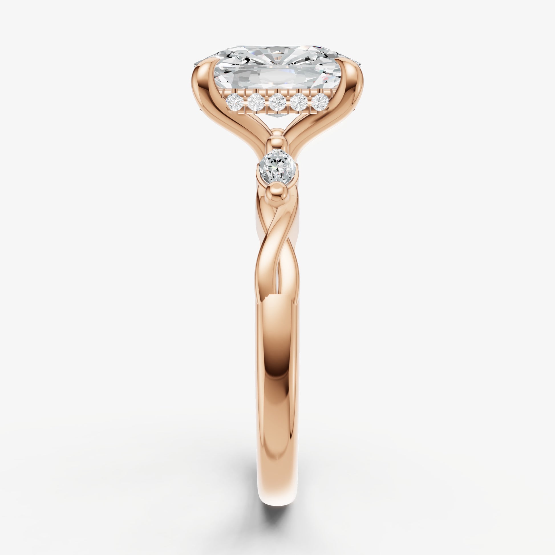 Old Miner Engagement Ring with Marquise Accent Diamonds