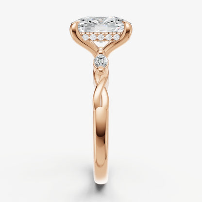 Old Miner Engagement Ring with Marquise Accent Diamonds