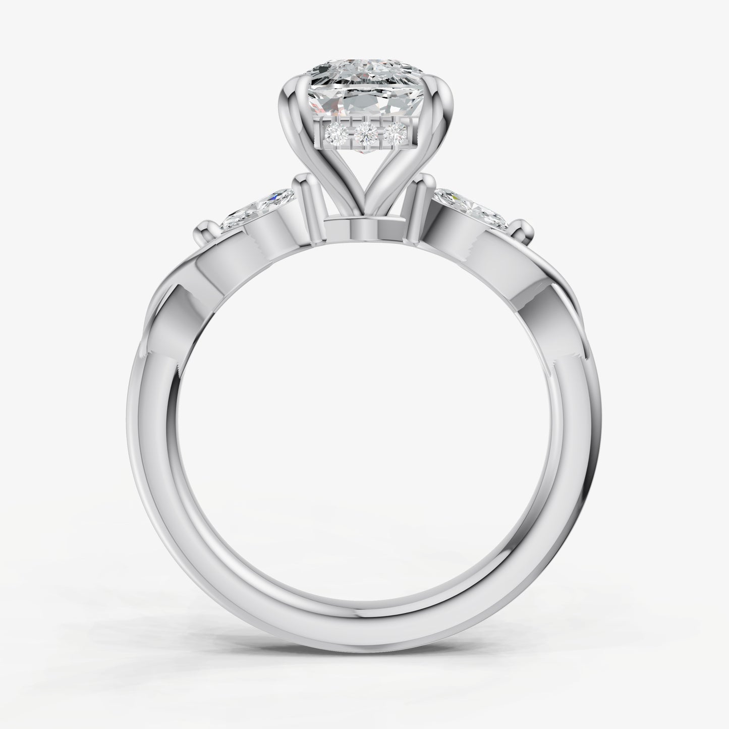 Old Miner Engagement Ring with Marquise Accent Diamonds