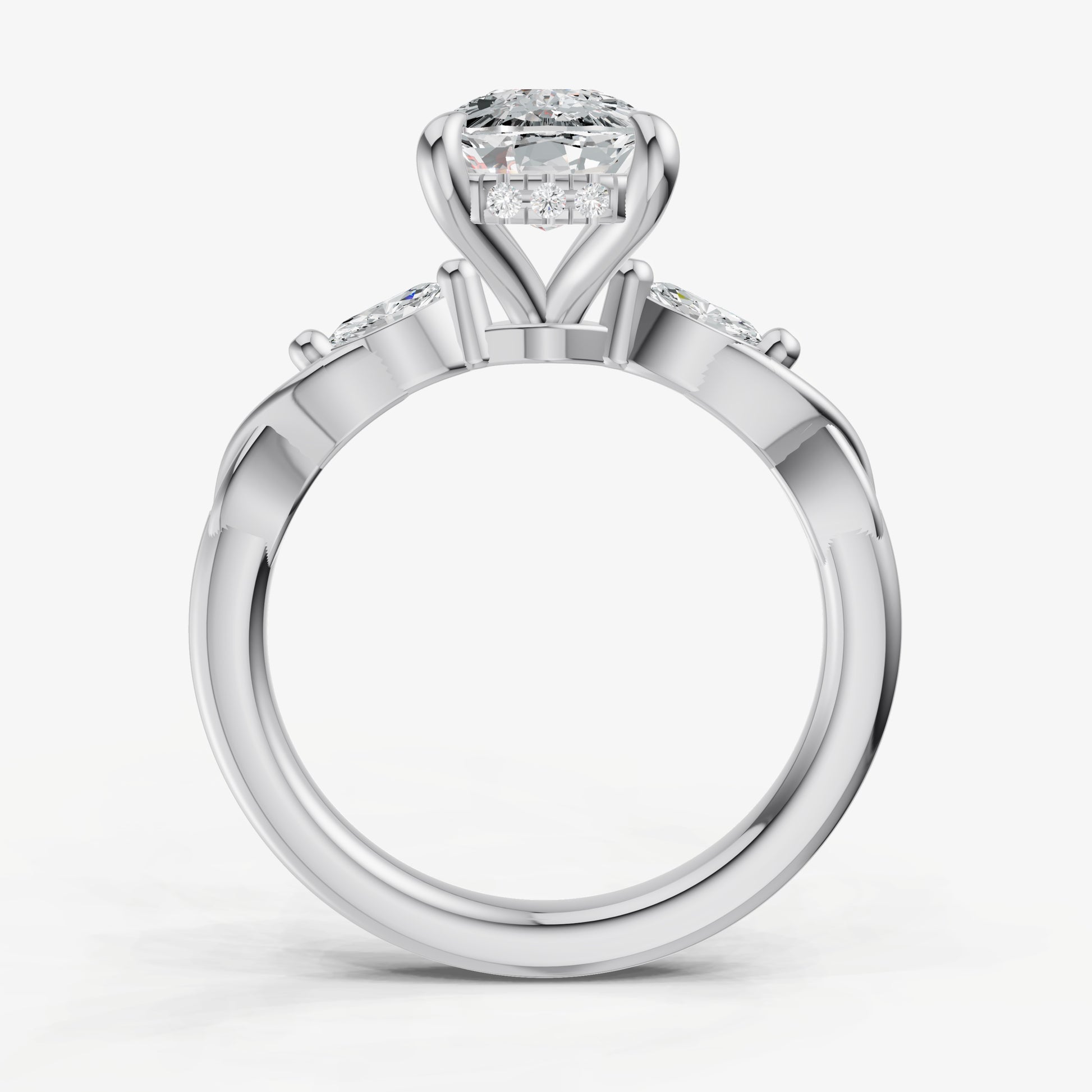 Old Miner Engagement Ring with Marquise Accent Diamonds