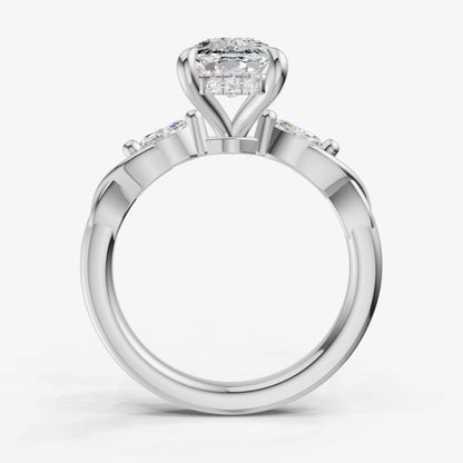 Old Miner Engagement Ring with Marquise Accent Diamonds