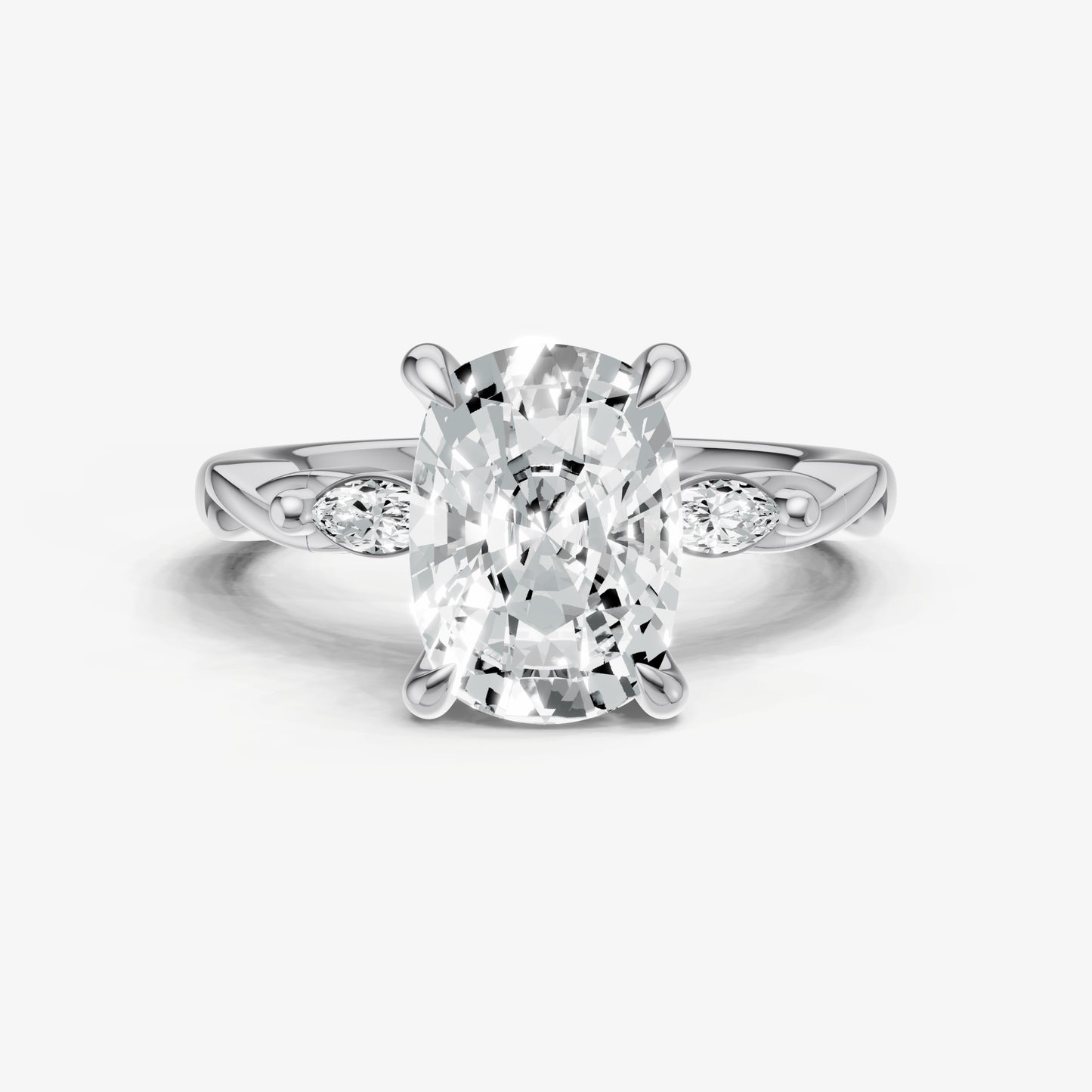 Old Miner Engagement Ring with Marquise Accent Diamonds