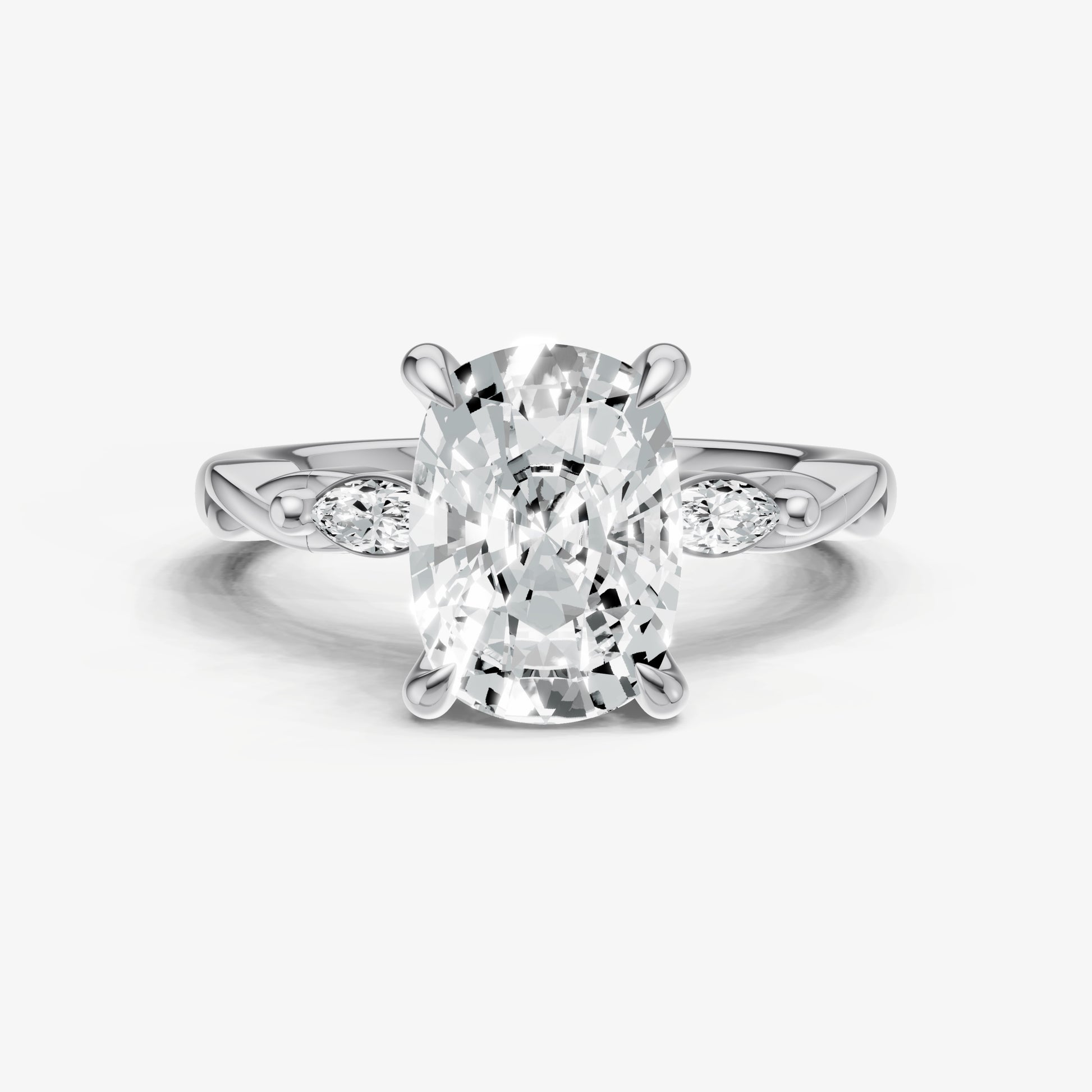 Old Miner Engagement Ring with Marquise Accent Diamonds