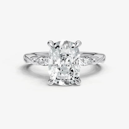 Old Miner Engagement Ring with Marquise Accent Diamonds