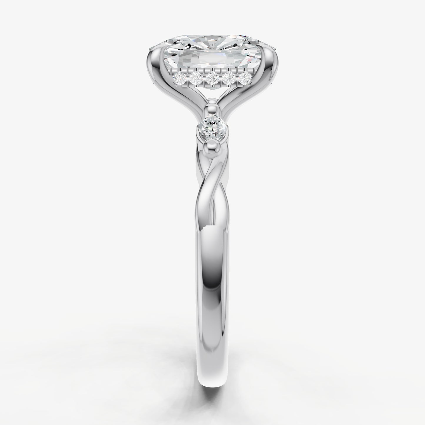 Old Miner Engagement Ring with Marquise Accent Diamonds
