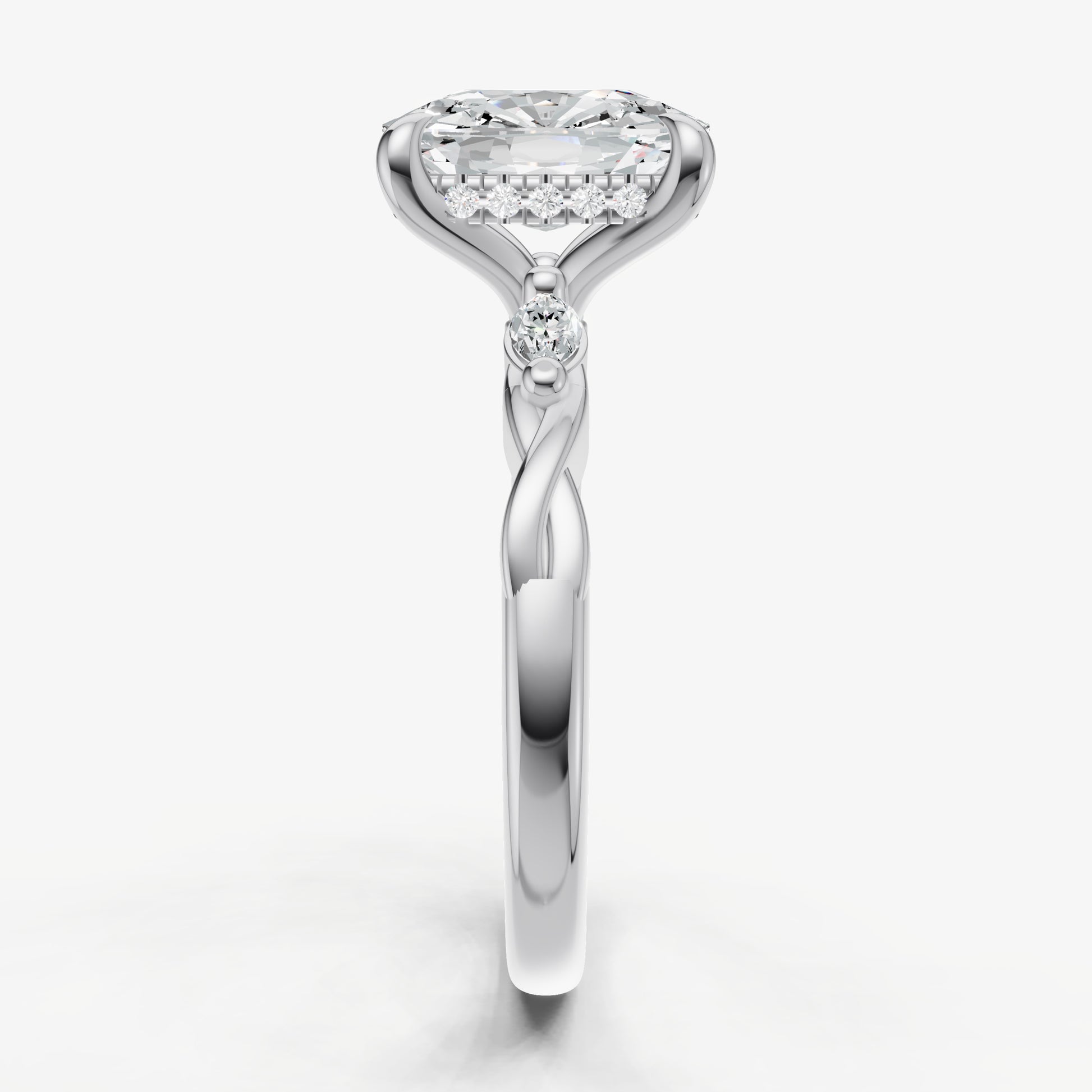 Old Miner Engagement Ring with Marquise Accent Diamonds