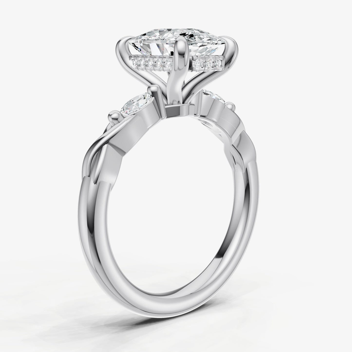 Old Miner Engagement Ring with Marquise Accent Diamonds