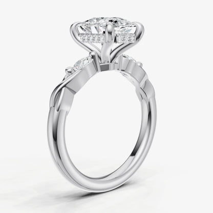 Old Miner Engagement Ring with Marquise Accent Diamonds