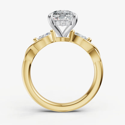 Old Miner Engagement Ring with Marquise Accent Diamonds