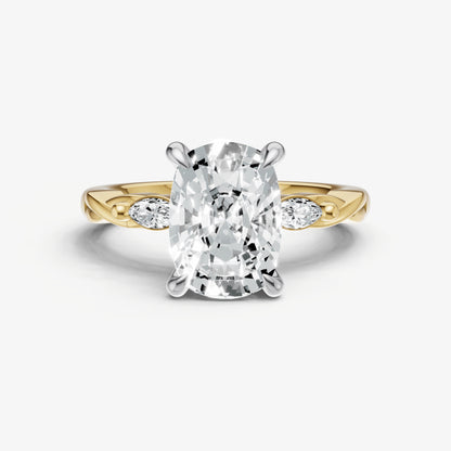 Old Miner Engagement Ring with Marquise Accent Diamonds