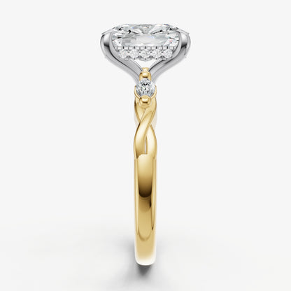 Old Miner Engagement Ring with Marquise Accent Diamonds
