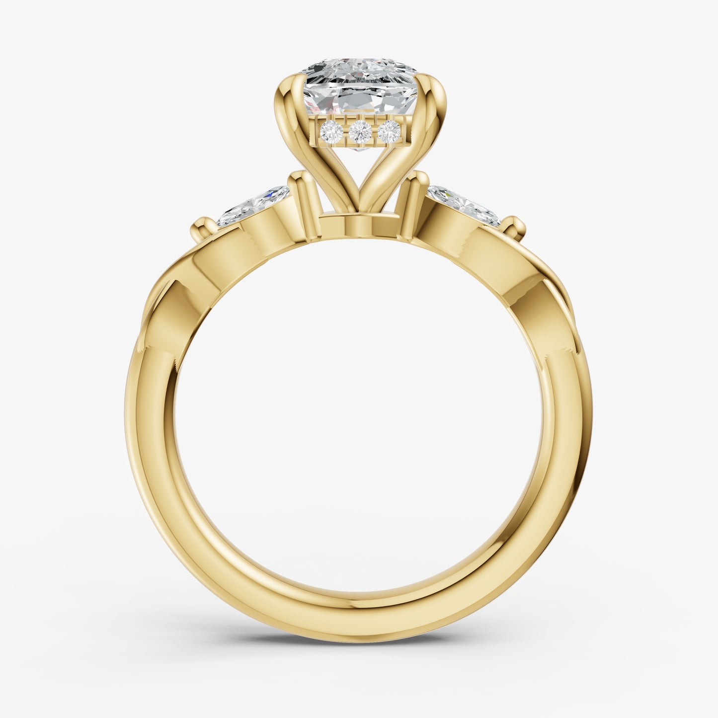 Old Miner Engagement Ring with Marquise Accent Diamonds