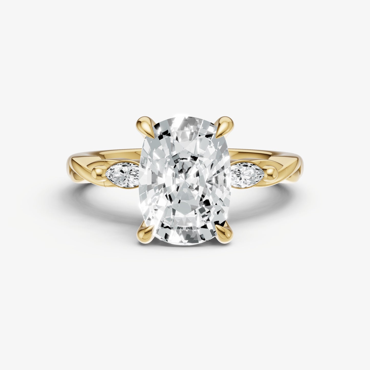 Old Miner Engagement Ring with Marquise Accent Diamonds