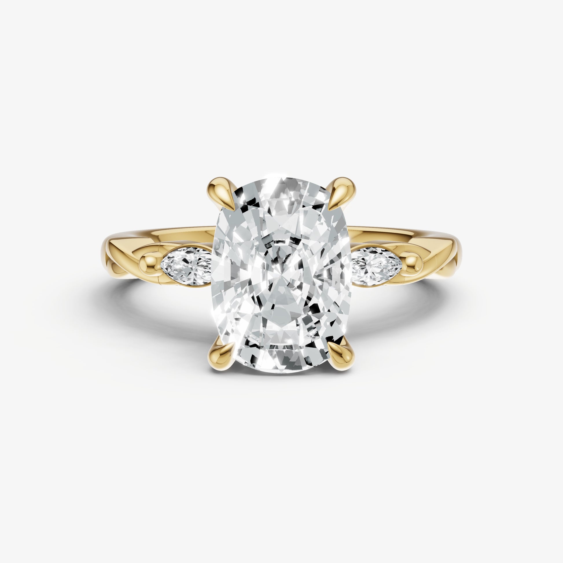 Old Miner Engagement Ring with Marquise Accent Diamonds