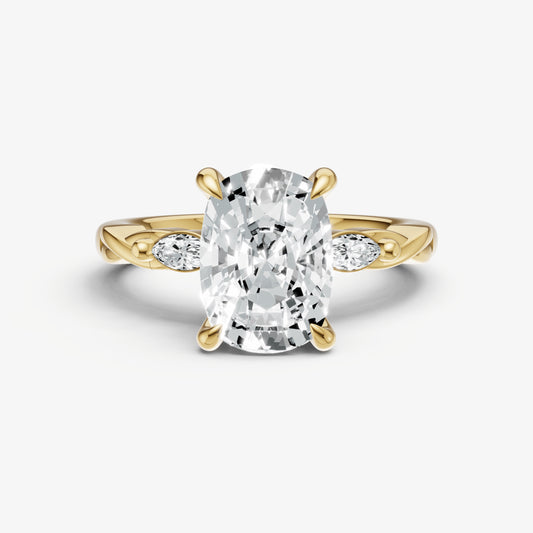 Old Miner Engagement Ring with Marquise Accent Diamonds
