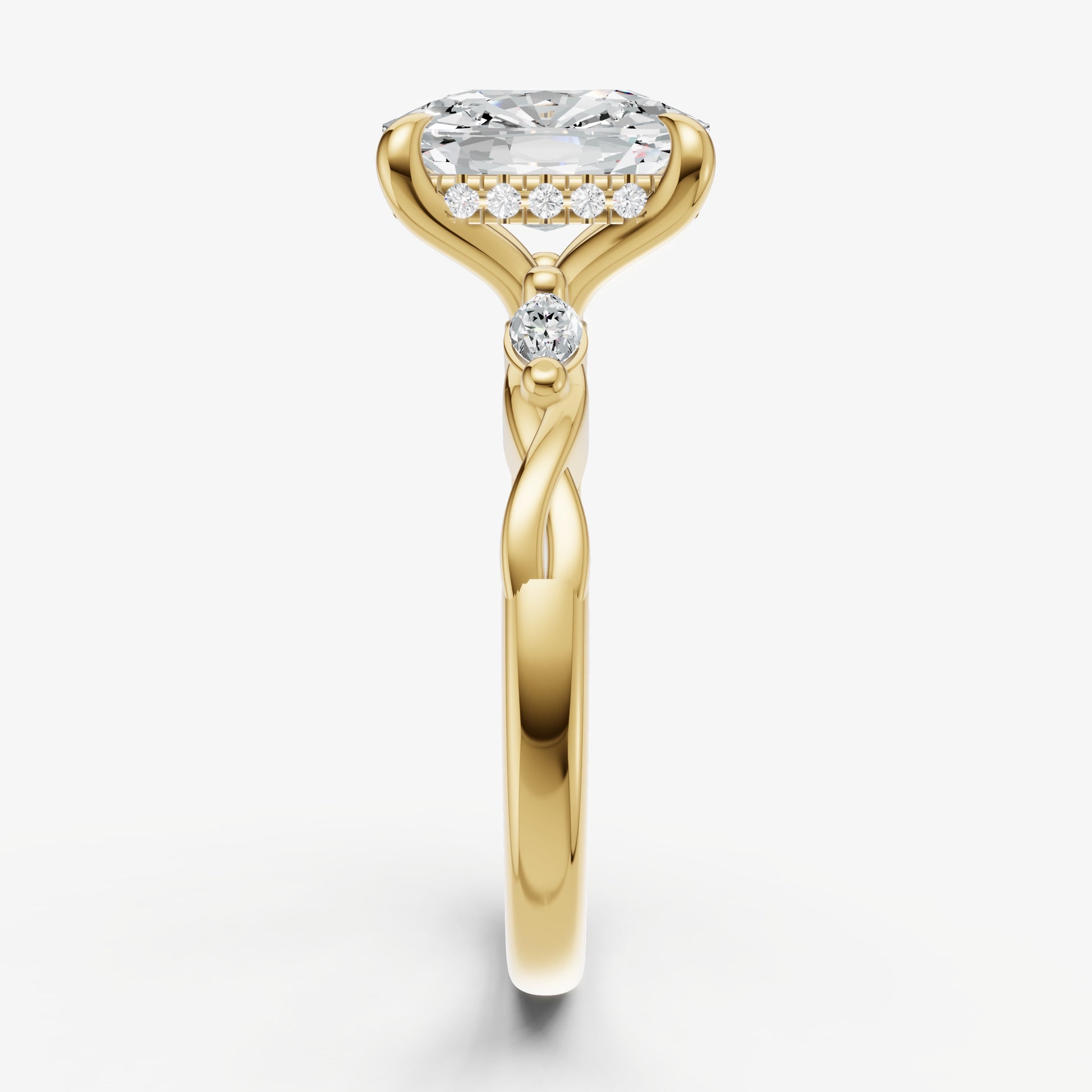 Old Miner Engagement Ring with Marquise Accent Diamonds