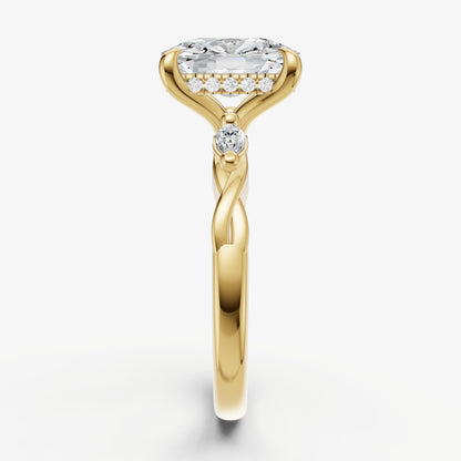 Old Miner Engagement Ring with Marquise Accent Diamonds
