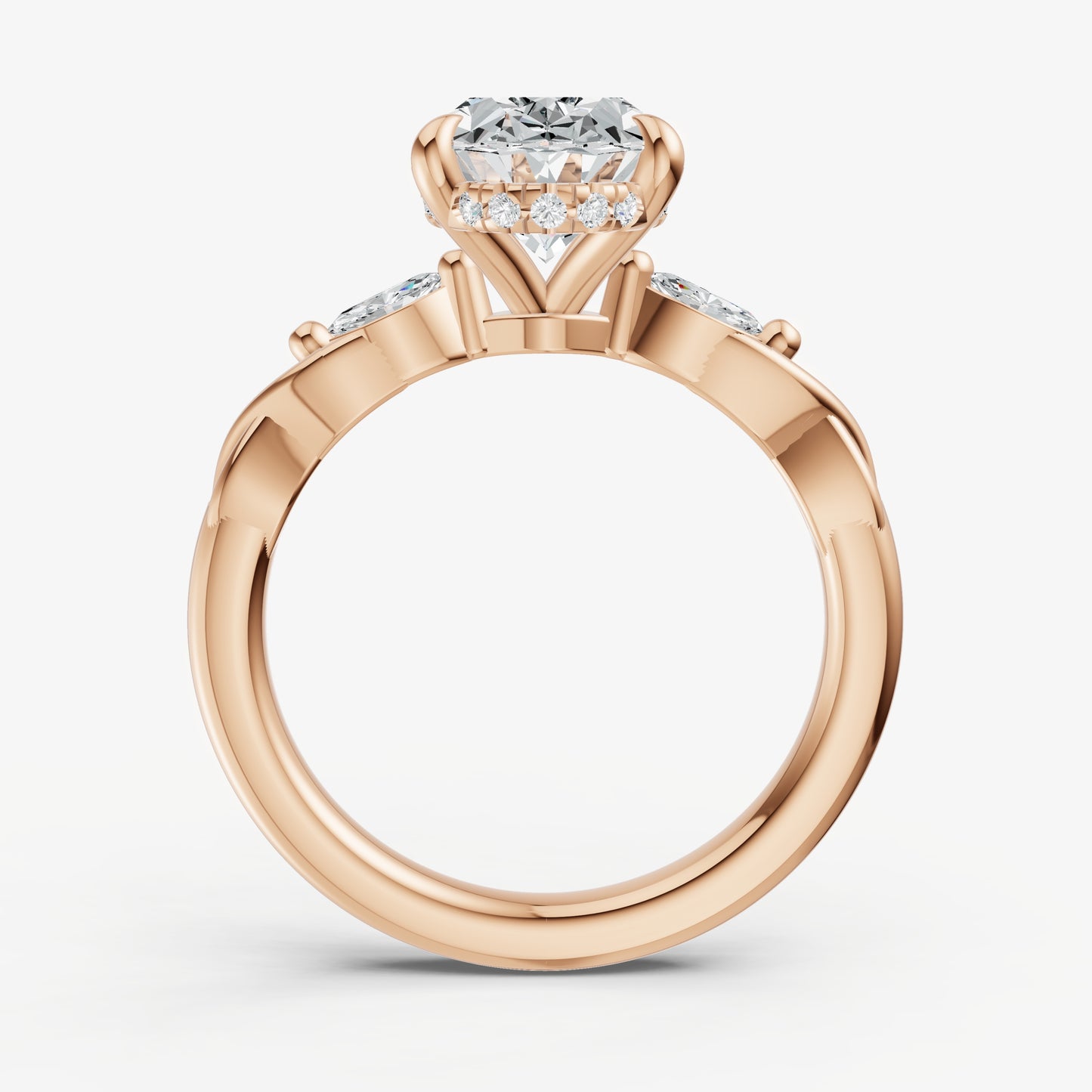 Oval Engagement Ring with Marquise Accent Diamonds