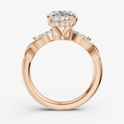 Oval Engagement Ring with Marquise Accent Diamonds