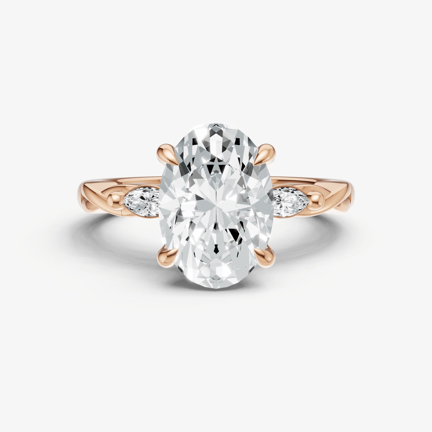Oval Engagement Ring with Marquise Accent Diamonds