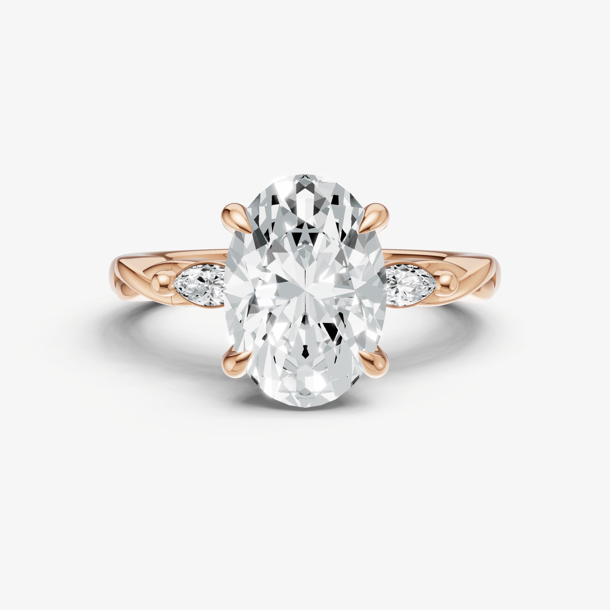 Oval Engagement Ring with Marquise Accent Diamonds