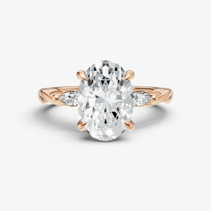 Oval Engagement Ring with Marquise Accent Diamonds