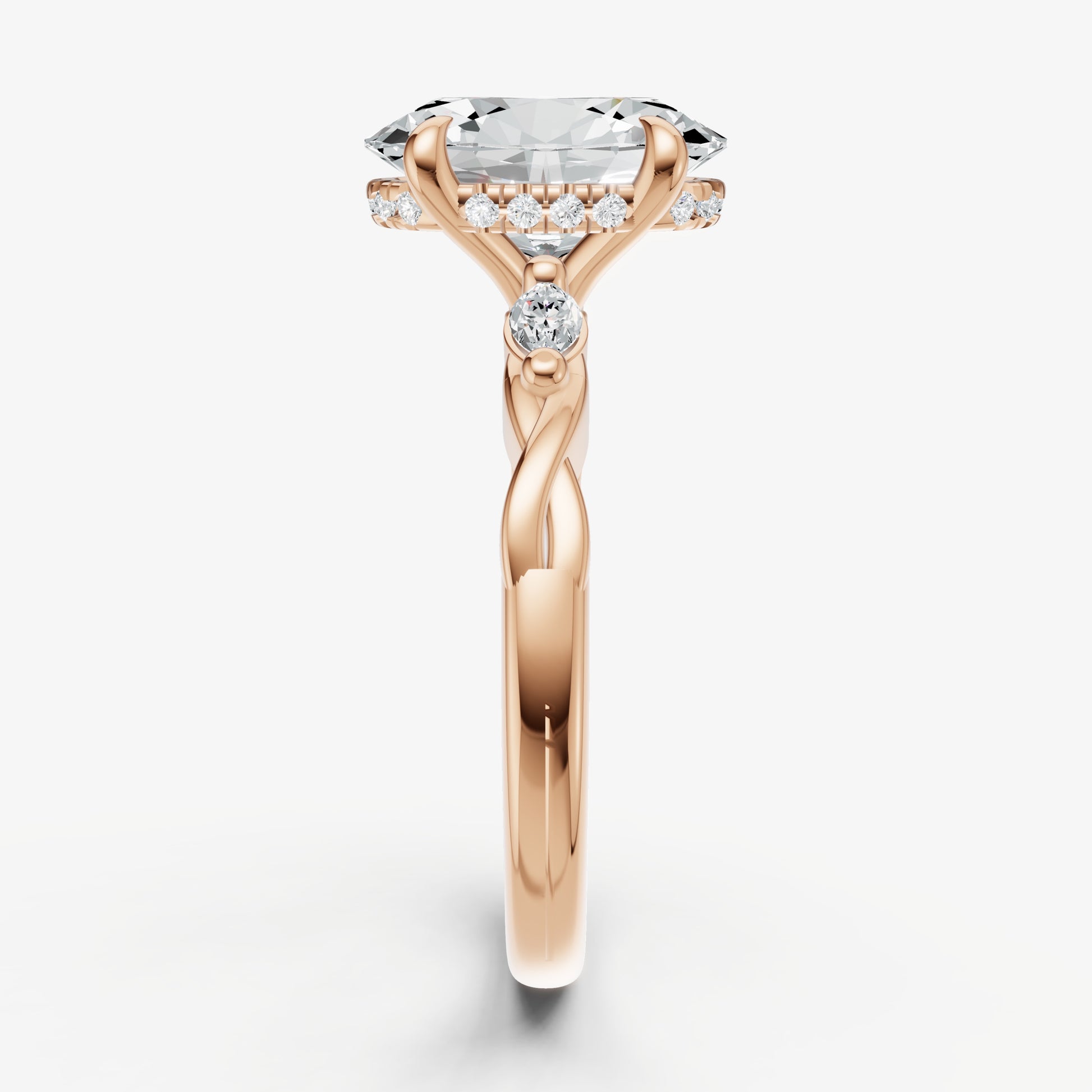 Oval Engagement Ring with Marquise Accent Diamonds