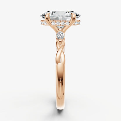 Oval Engagement Ring with Marquise Accent Diamonds