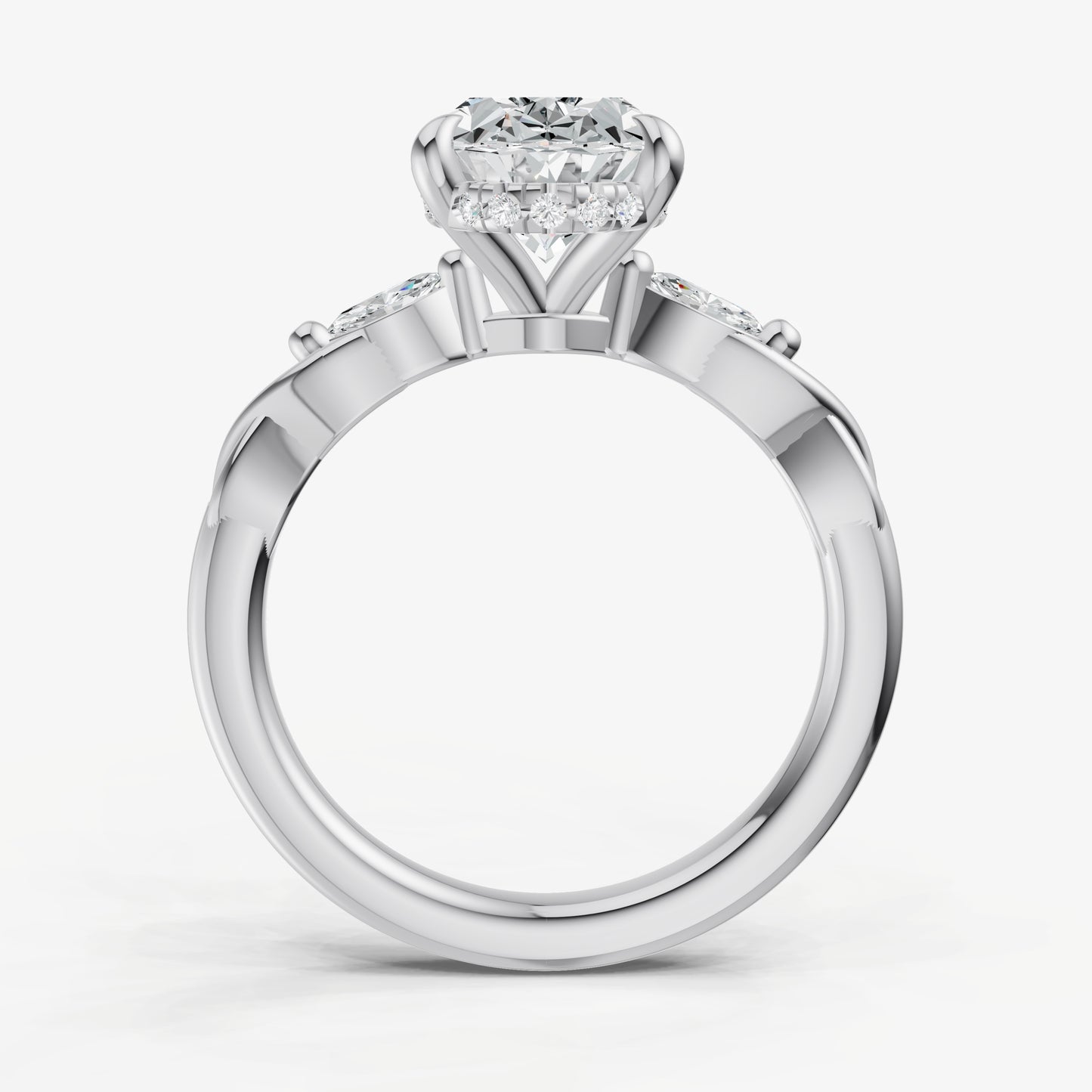 Oval Engagement Ring with Marquise Accent Diamonds