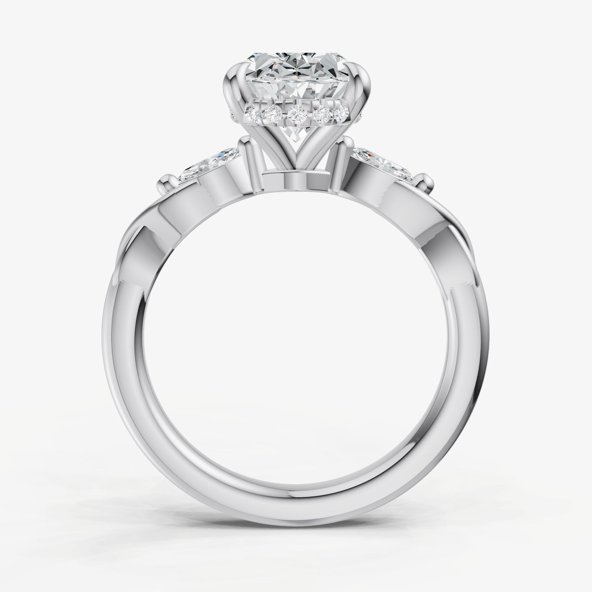 Oval Engagement Ring with Marquise Accent Diamonds