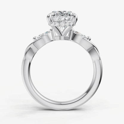 Oval Engagement Ring with Marquise Accent Diamonds