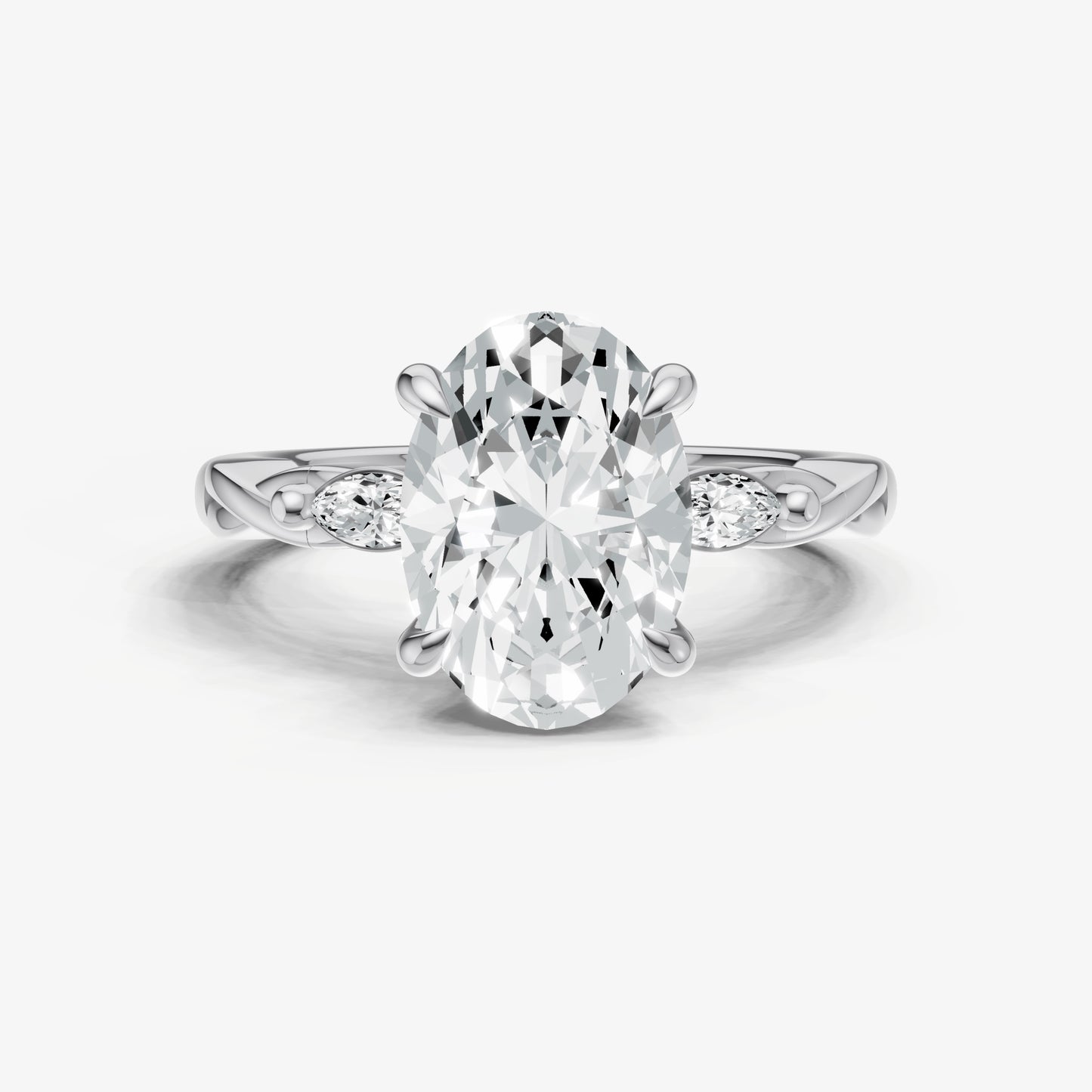 Oval Engagement Ring with Marquise Accent Diamonds