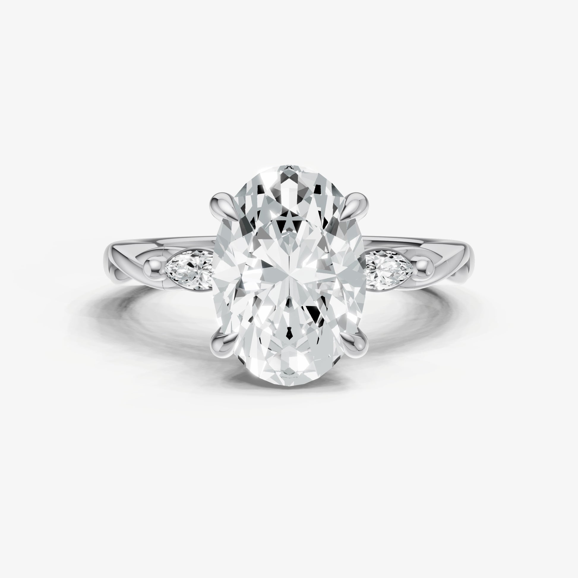 Oval Engagement Ring with Marquise Accent Diamonds