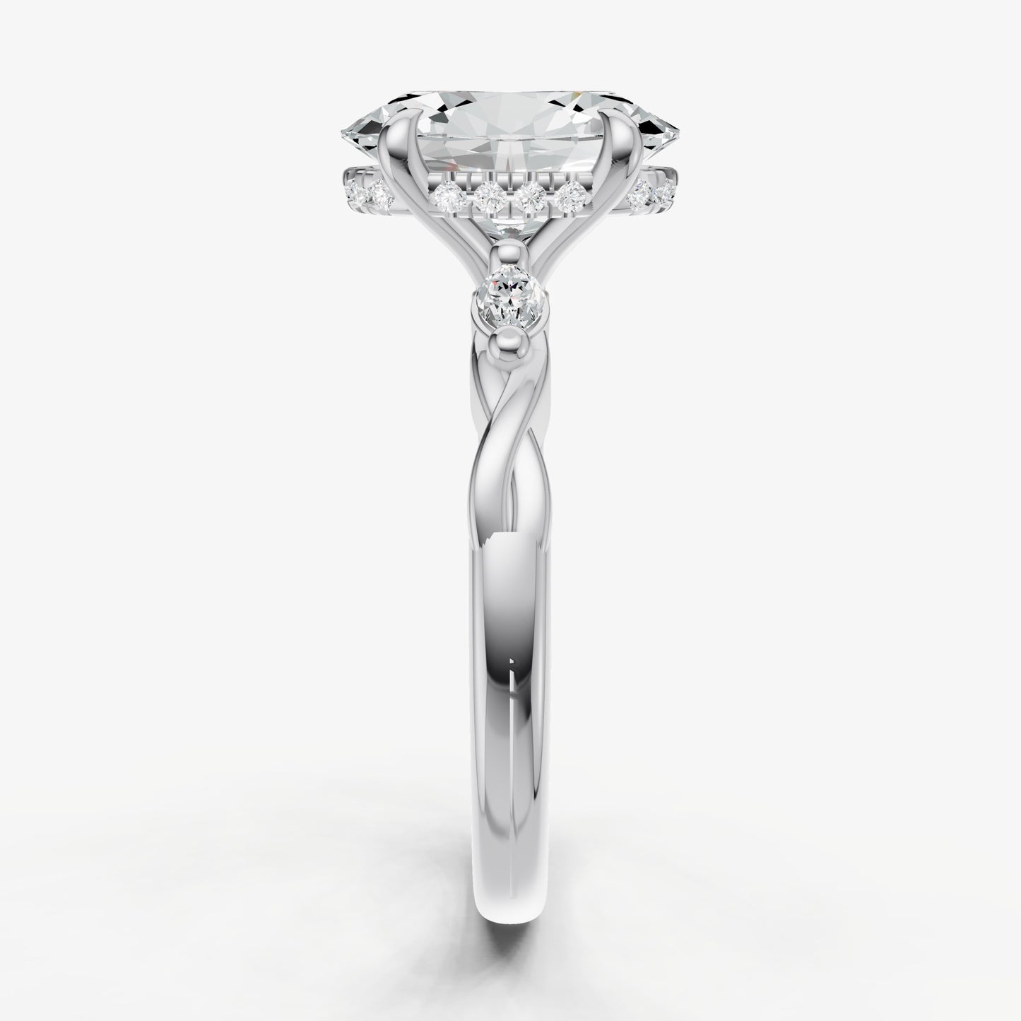 Oval Engagement Ring with Marquise Accent Diamonds