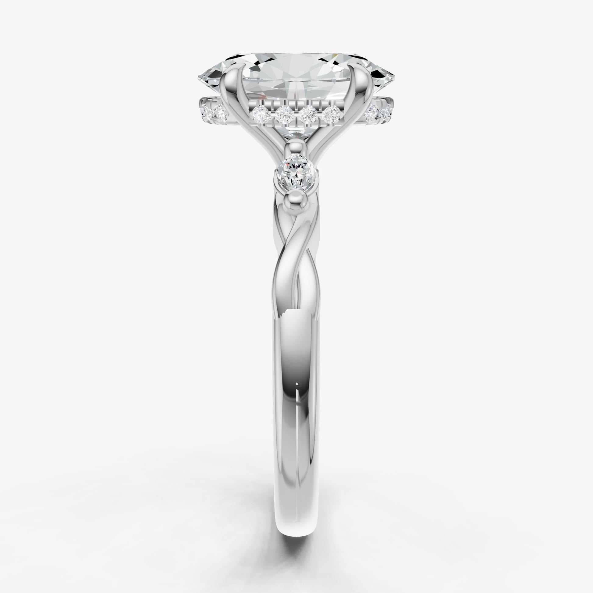 Oval Engagement Ring with Marquise Accent Diamonds