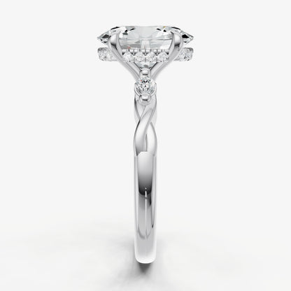 Oval Engagement Ring with Marquise Accent Diamonds