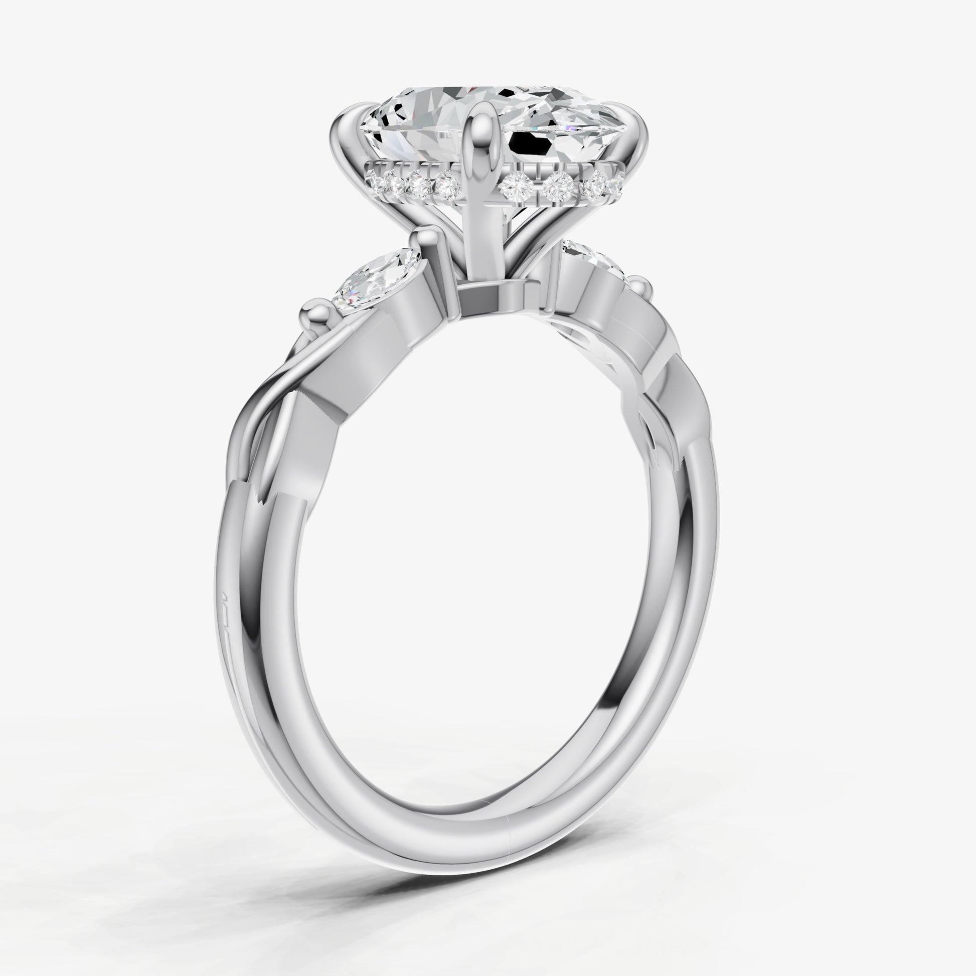 Oval Engagement Ring with Marquise Accent Diamonds