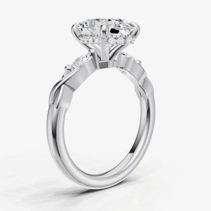 Oval Engagement Ring with Marquise Accent Diamonds