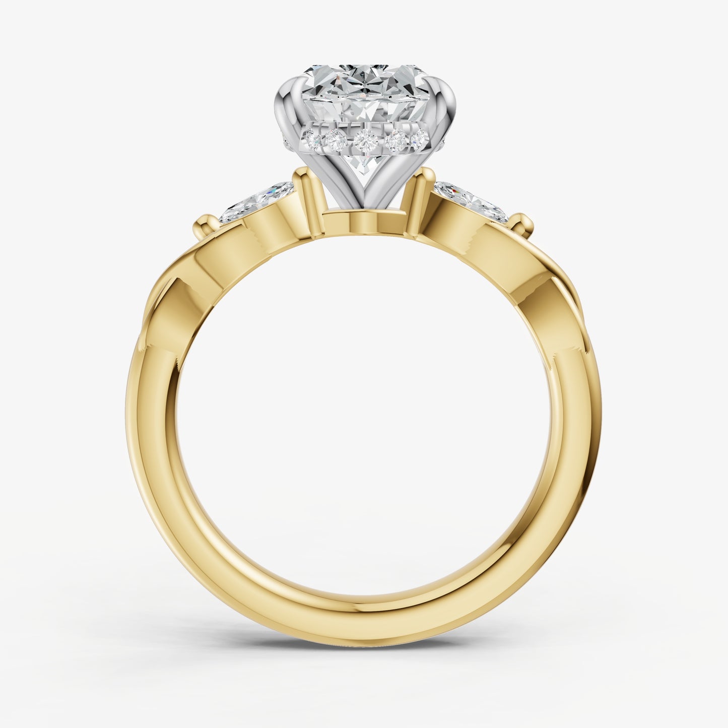 Oval Engagement Ring with Marquise Accent Diamonds