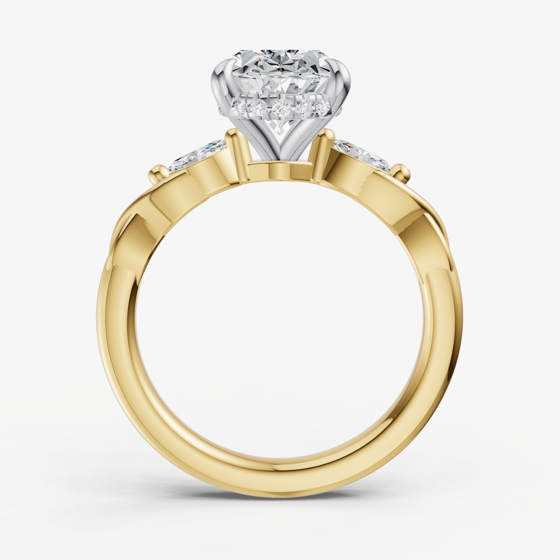Oval Engagement Ring with Marquise Accent Diamonds