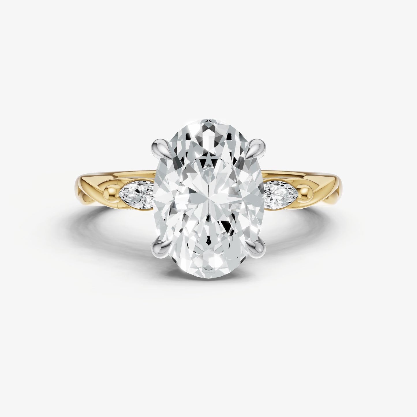 Oval Engagement Ring with Marquise Accent Diamonds